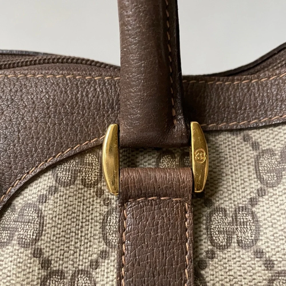 Authentic Vintage Gucci Boston Brown GG Coated Canvas Satchel - Picture 4 of 14